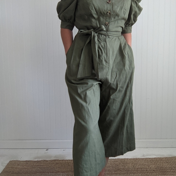 Olive green off the shoulder jumpsuit - Picture 4 of 5